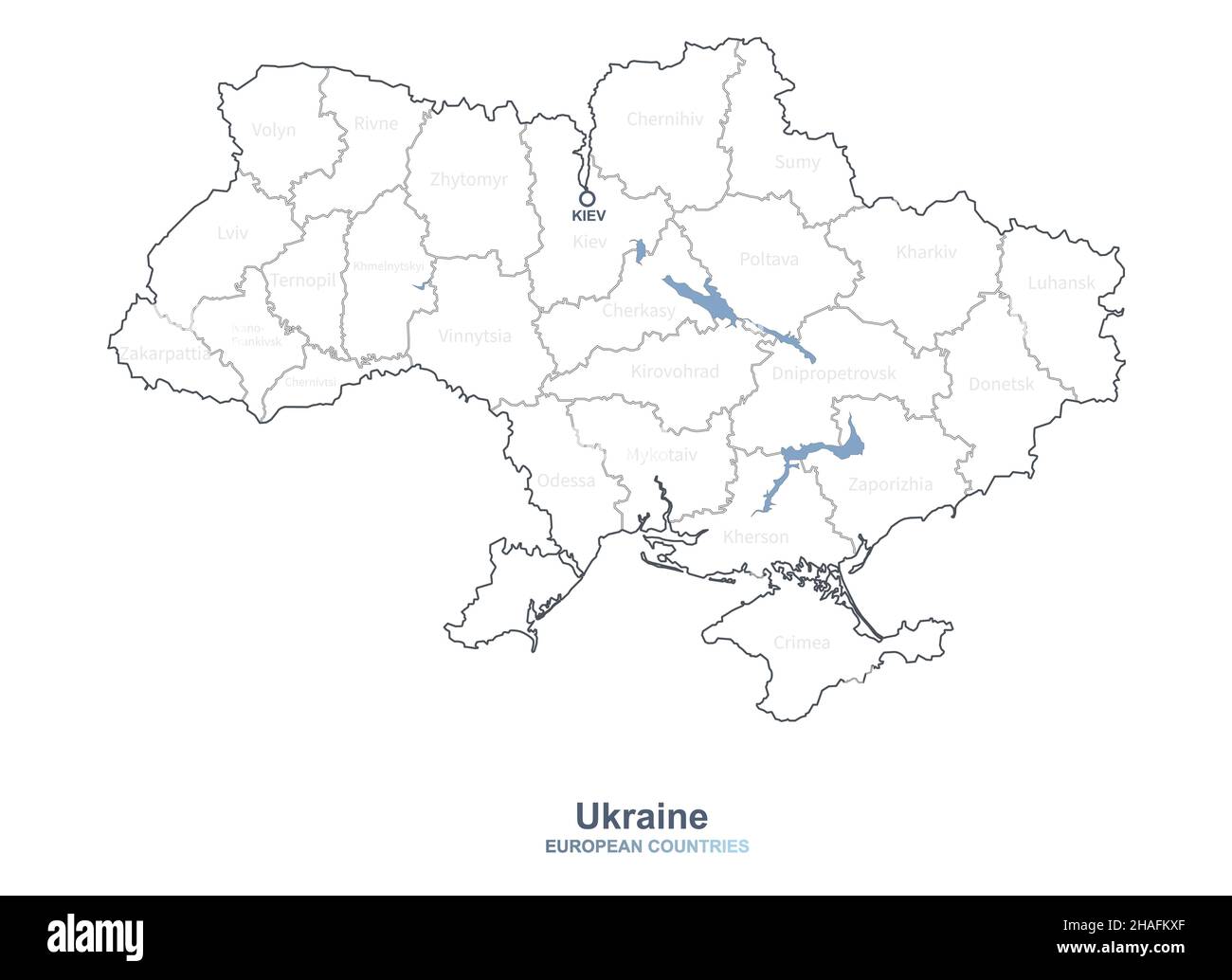 Ukraine.Carte Ukraine. Carte vectorielle des pays européens. Illustration de Vecteur