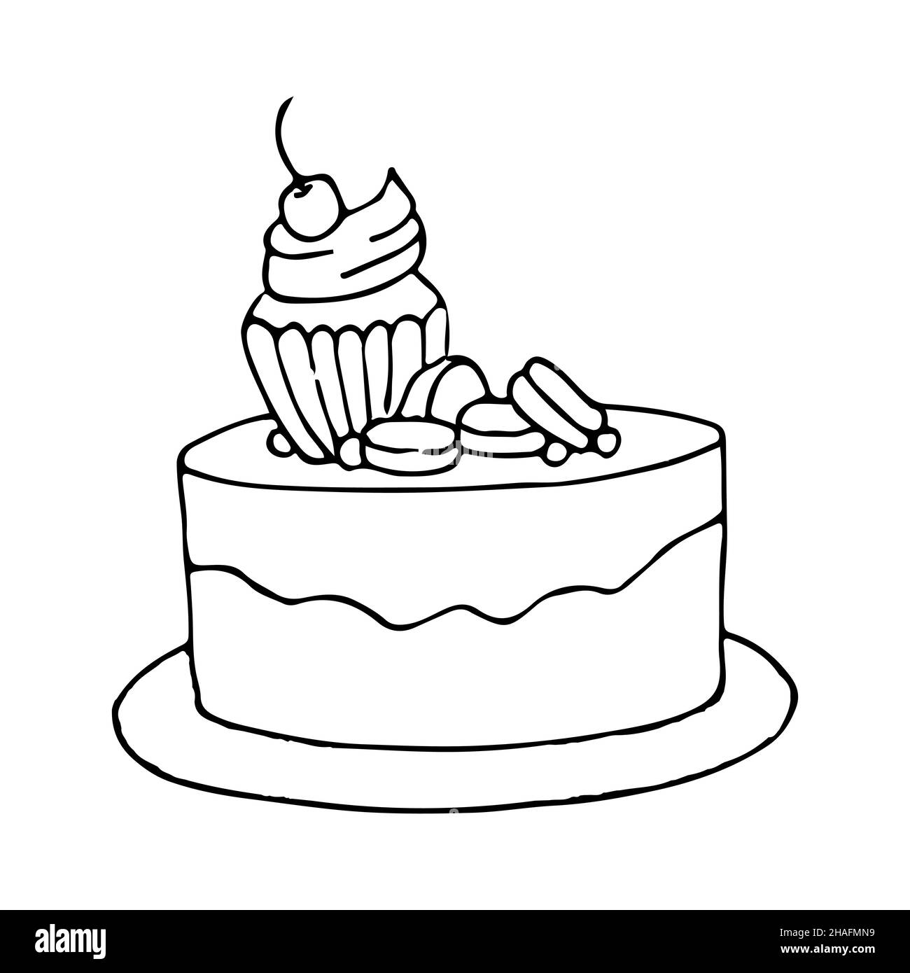 Birthday Cake Vector Sketch Banque D Image Et Photos Alamy