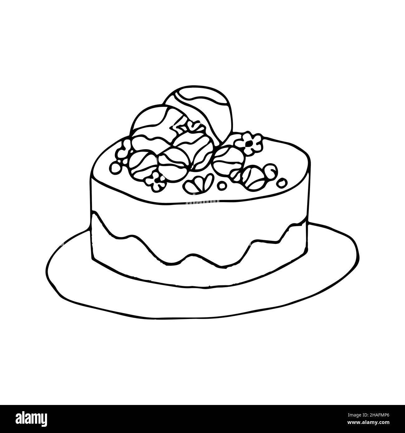 Illustration de gâteau d'anniversaire mignonne. Illustration de Vecteur