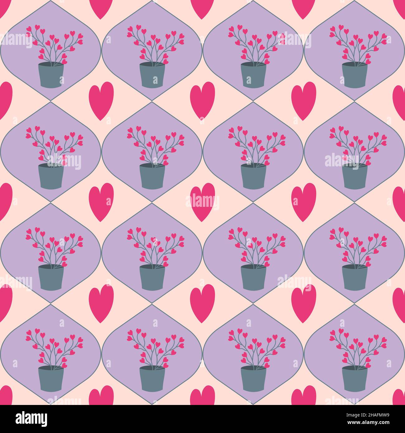 Motif avec un coeur dans un pot de fleurs.Illustration vectorielle. Illustration de Vecteur