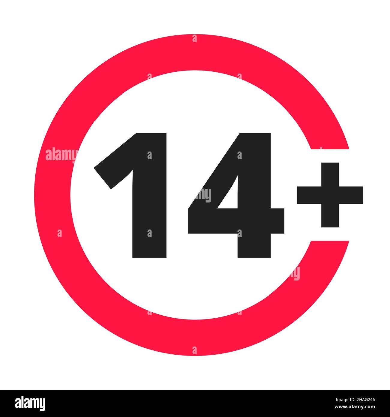 Plus de 14 ans plus l'icône ronde interdite signe illustration vectorielle. Illustration de Vecteur