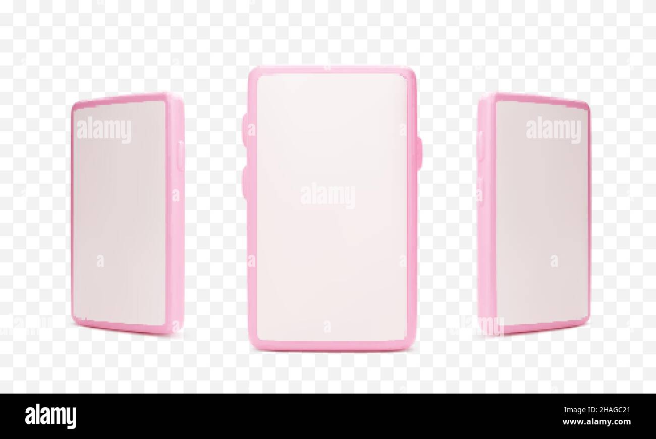 smartphone de rendu 3d.Maquette réaliste de téléphone mobile.Modèle de téléphone rose avec écran vide.Illustration vectorielle Illustration de Vecteur