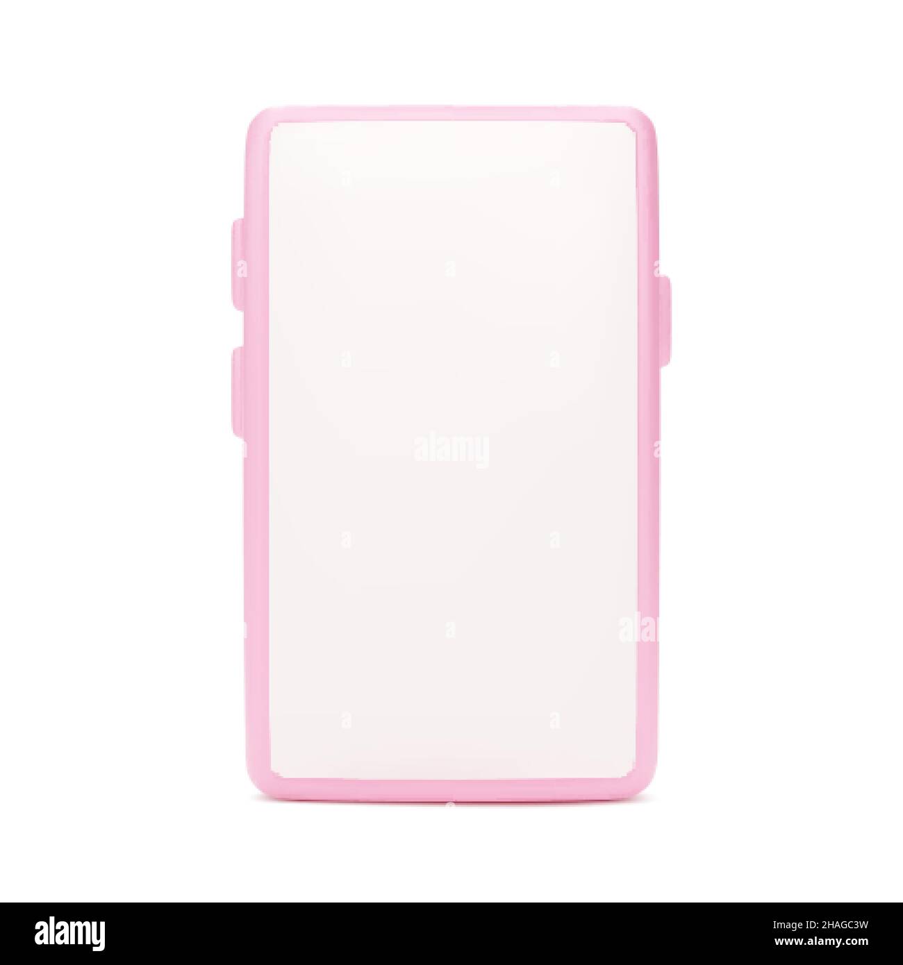 Maquette de téléphone mobile.téléphone 3d vue avant couleur rose.Smartphone avec écran vide isolé sur fond blanc.Illustration vectorielle Illustration de Vecteur