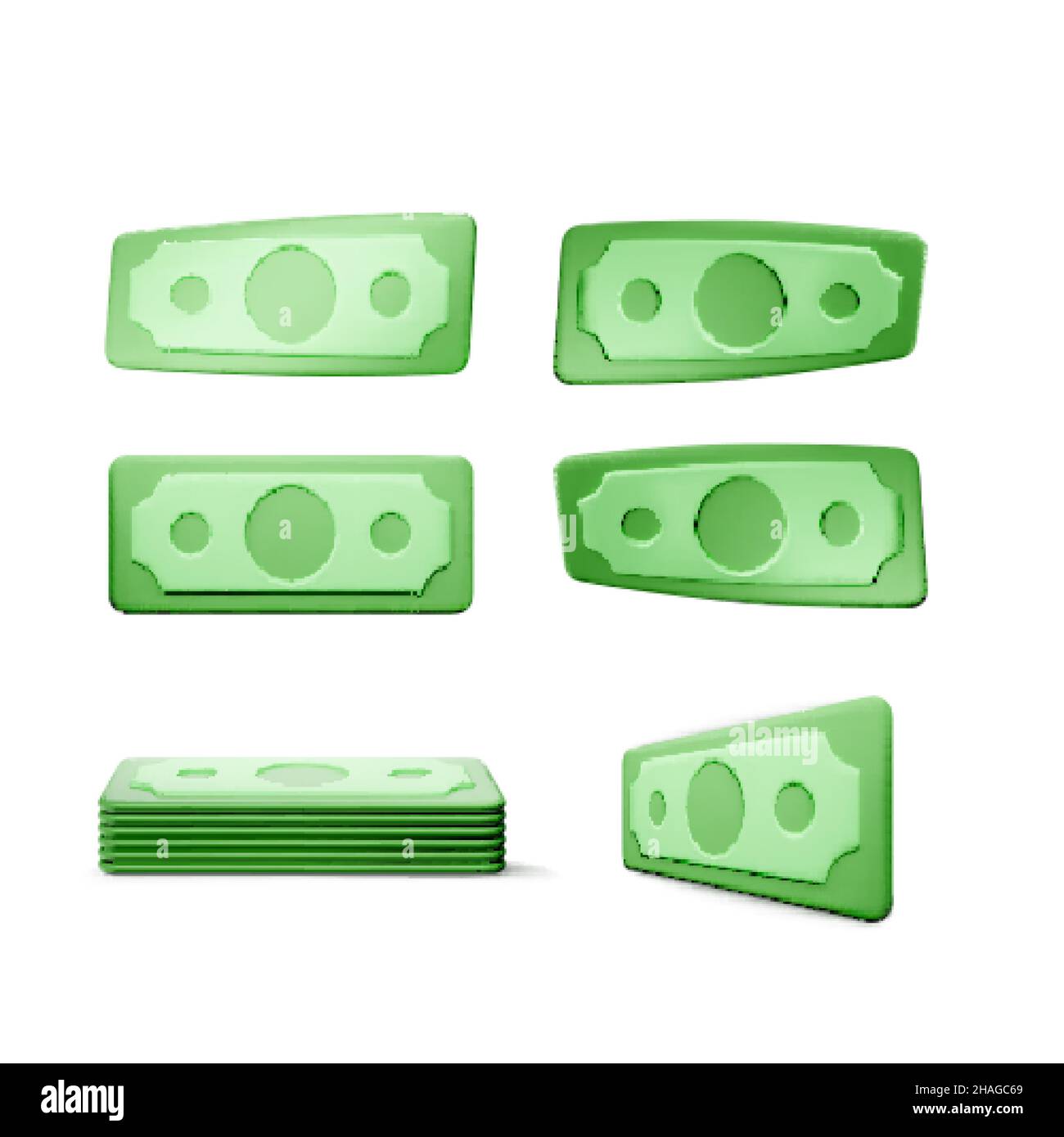 Facture en dollars.Green 3D rend l'argent américain.Billet de banque en forme de dessin animé.Illustration vectorielle Illustration de Vecteur