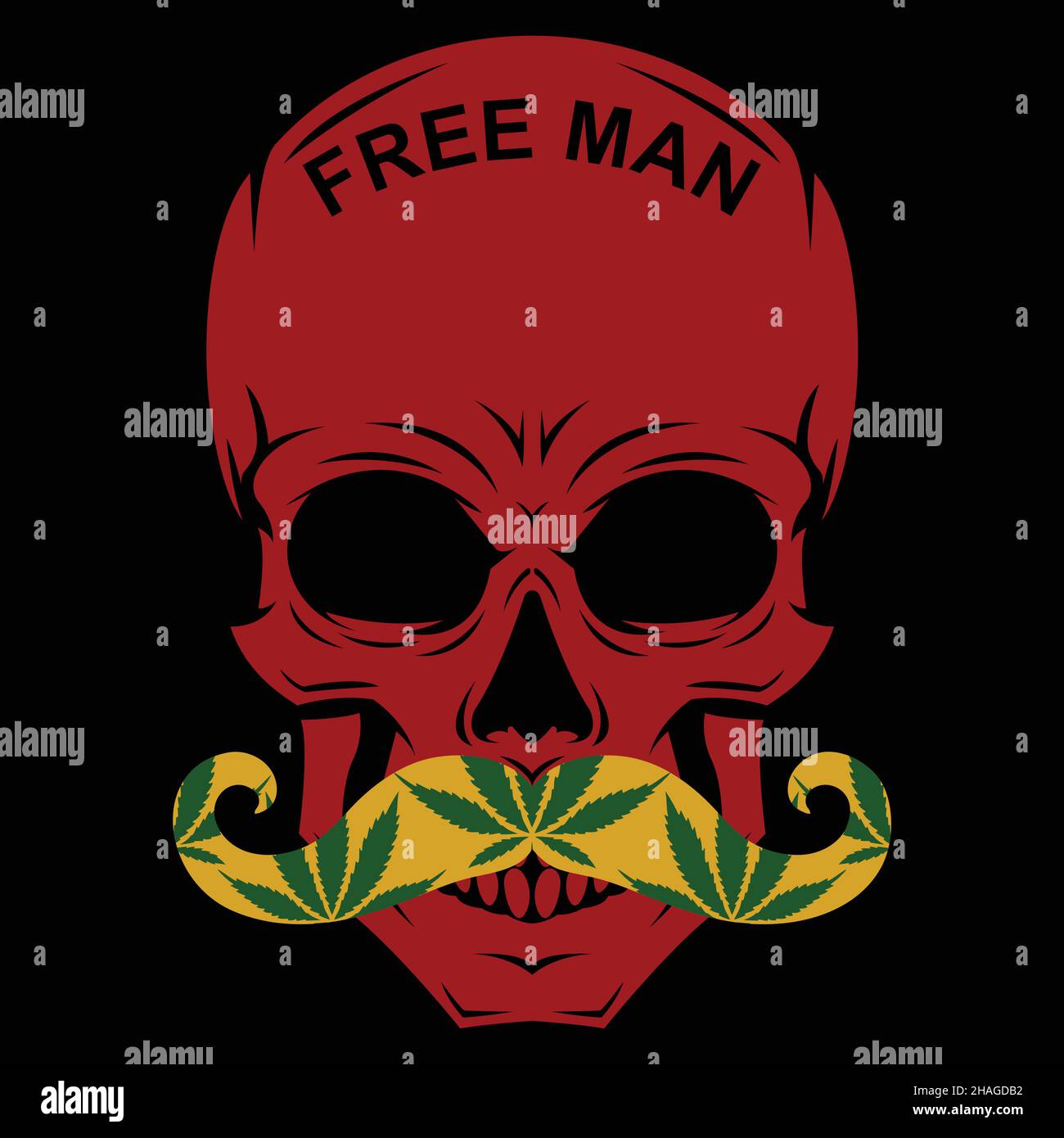 Illustration du crâne de Rastafari avec du cannabis Illustration de Vecteur