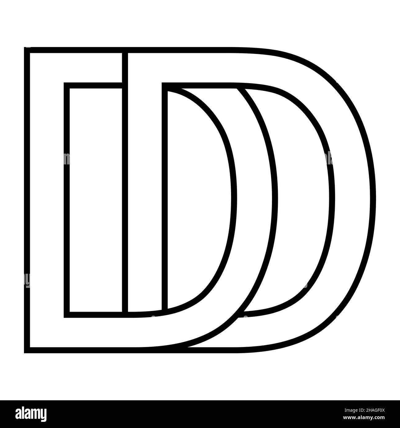 Logo signe DD icône, signe entrelacé, lettres d Illustration de Vecteur