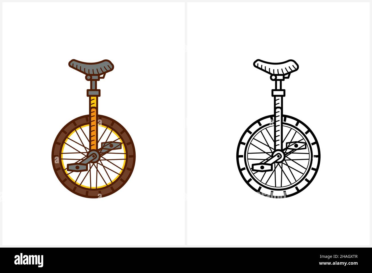 Page de coloriage de monocycle pour les enfants.Vélo Monowheel Illustration de Vecteur