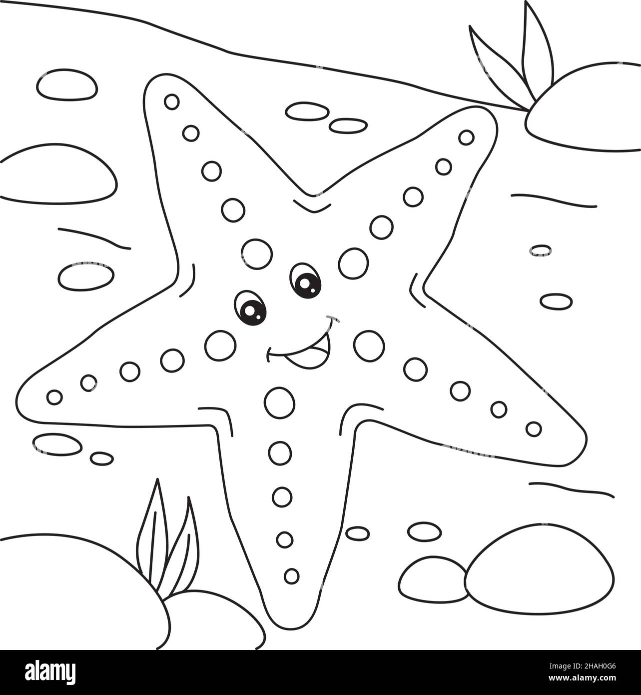 Page De Coloriage Des étoiles De Mer Pour Les Enfants Image Vectorielle