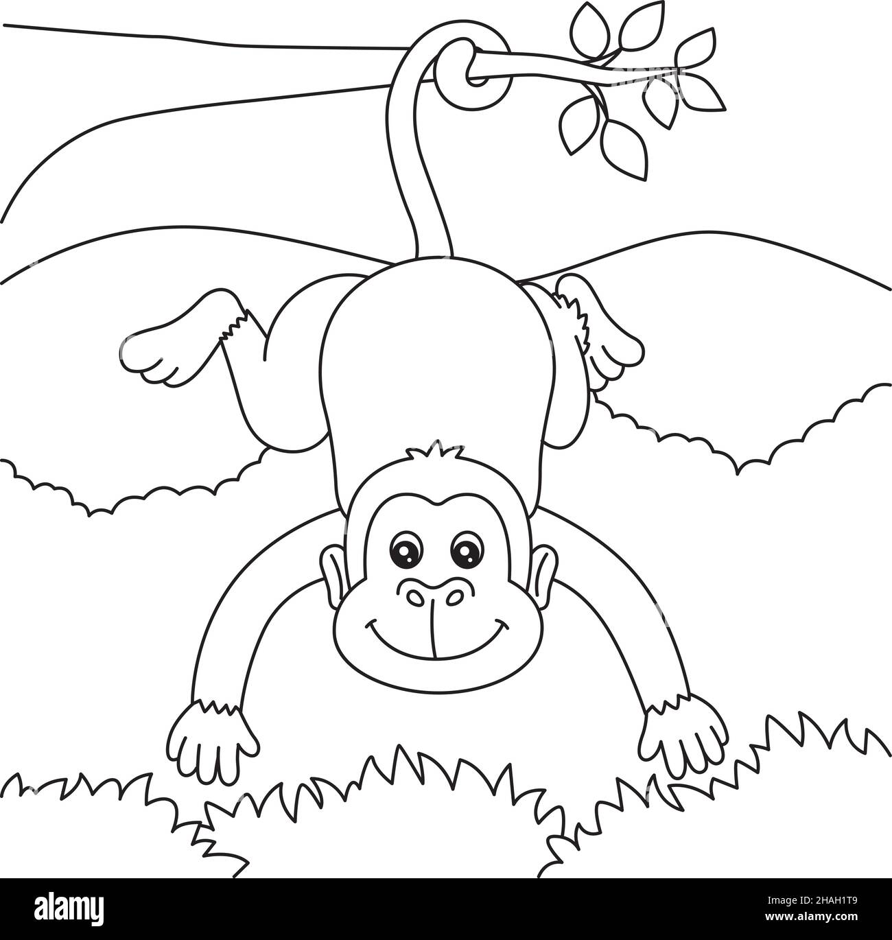 Page de coloriage de singe pour enfants Illustration de Vecteur