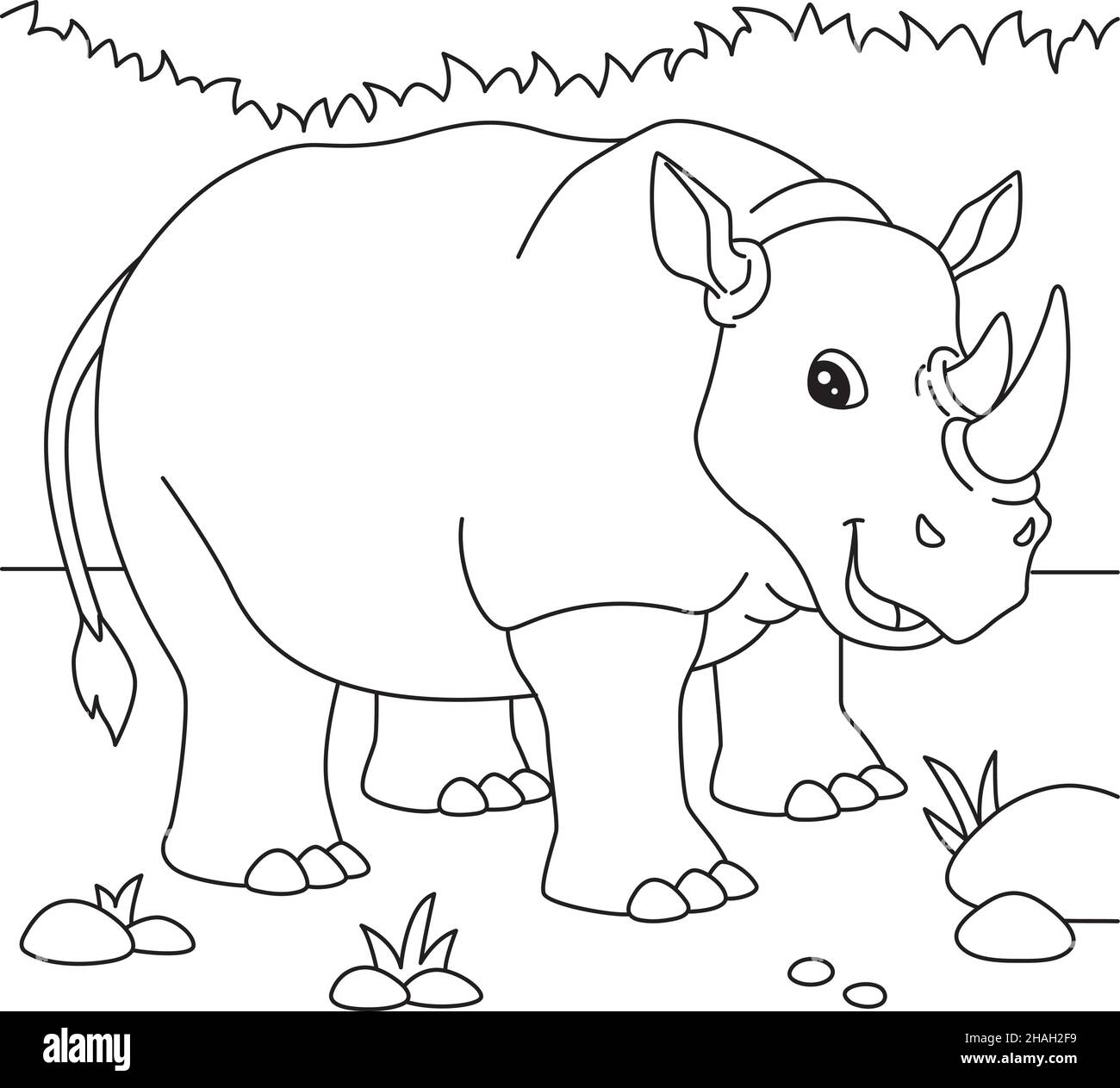 Page de coloriage de rhinocéros pour enfants Illustration de Vecteur