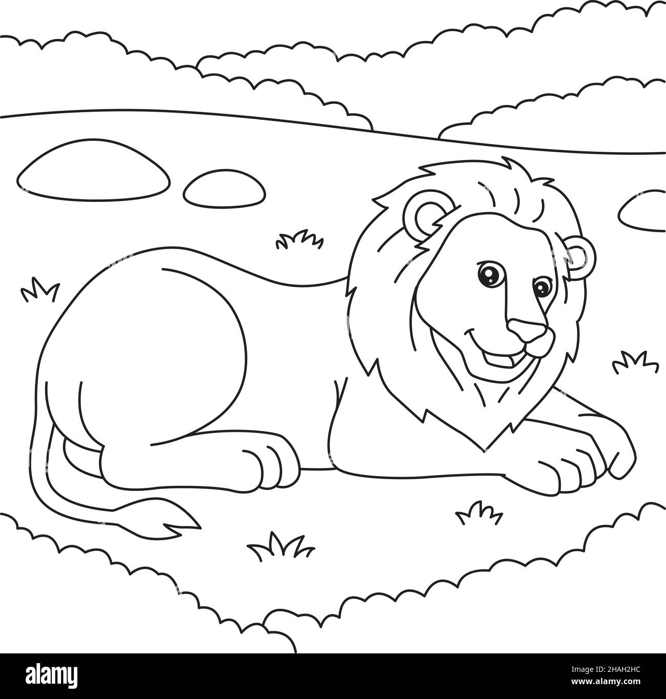 Page de coloriage Lion pour enfants Illustration de Vecteur