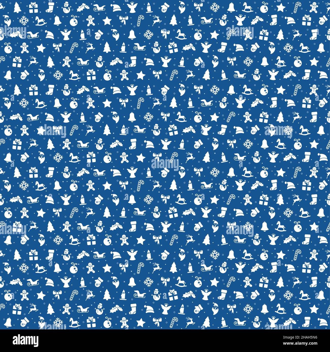 Noël arrière-plan transparent de couleur bleue se compose d'icônes de Noël typique comme santa claus, bougie, snowfalke, arbre, Gingerbread Man, les étoiles Illustration de Vecteur