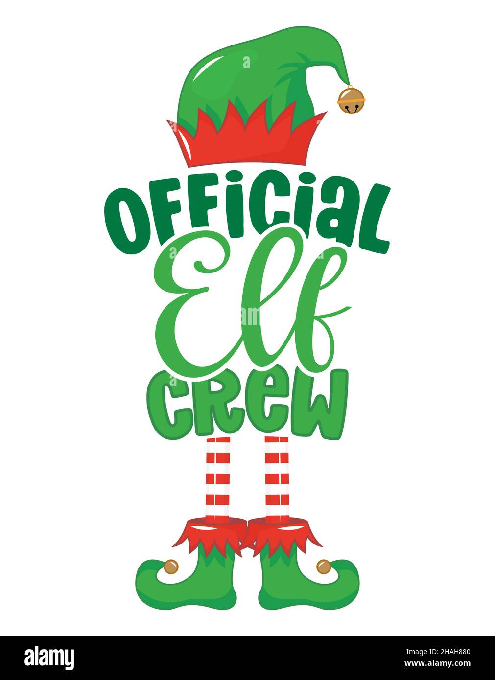 Officiels elf Crew - expression pour les vêtements de Noël de bébé ou d'enfant ou les pulls laids.Lettrage dessiné à la main pour cartes de voeux de Noël, invitations.Bon pour t- Illustration de Vecteur