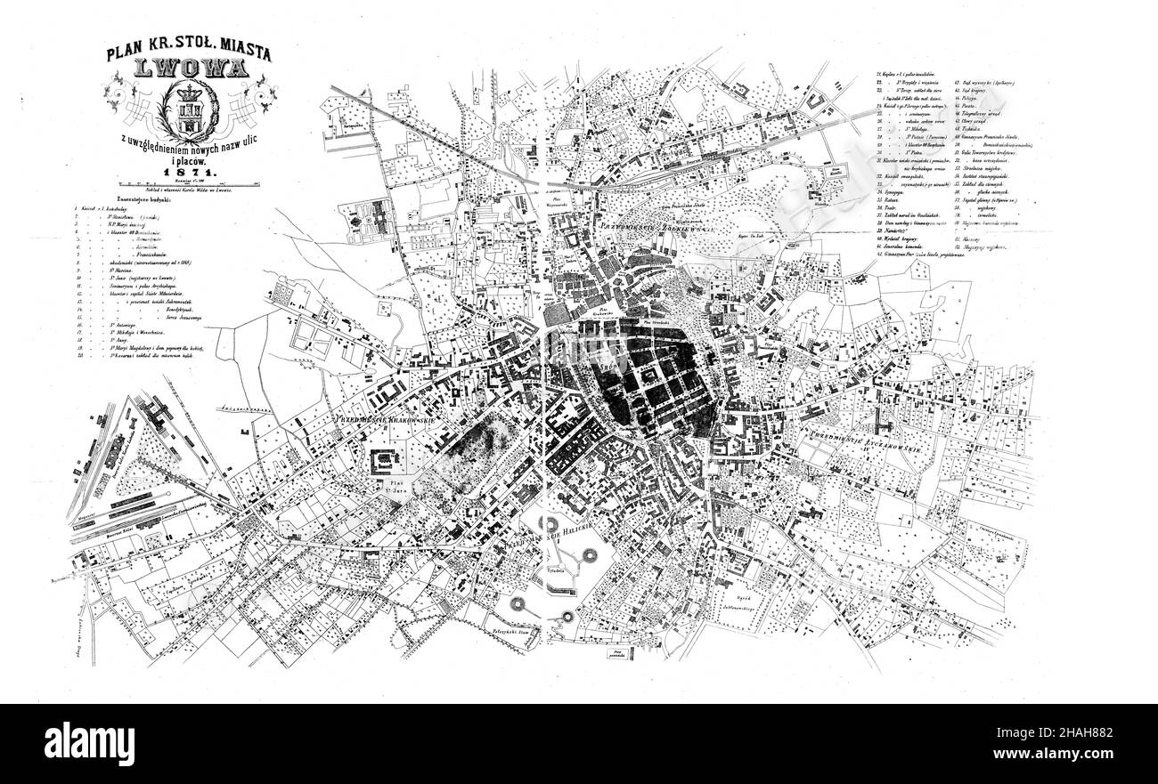 Carte de Lwow, carte de Lwow, carte de Lwów, carte de Lviv, carte de Lviv, Carte Lvov, Plan Lviv, Plan ville Lviv, affiche Lviv, carte Ukraine, Carte de l'Ukraine, Ukraine Imprimer Banque D'Images