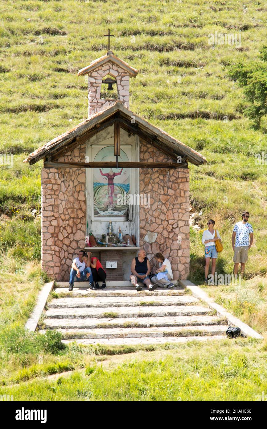 Parc national Monti Sibillini, colline sacrée du Grand Plan, Castelluccio di Norcia, Ombrie, Italie, Europe Banque D'Images