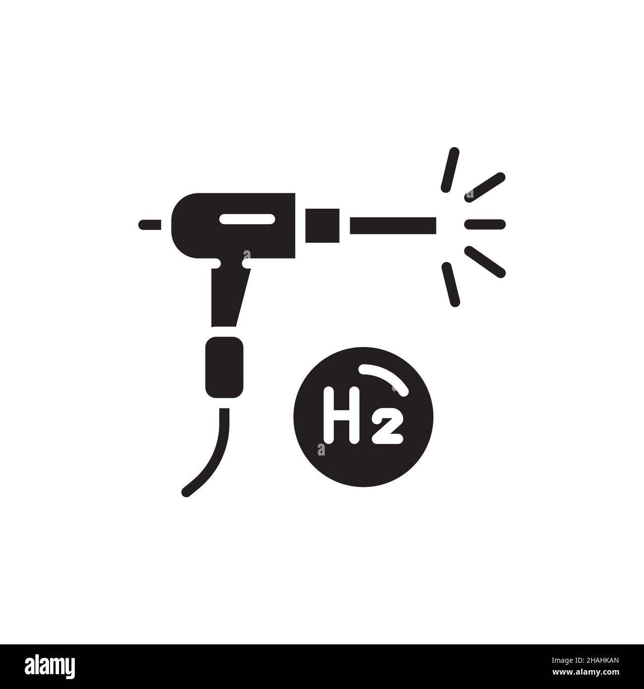 Icône de ligne de couleur H2 de soudure.Énergie hydrogène.Elément vectoriel isolé.Pictogramme de contour pour la page Web, l'application mobile, la promotion Illustration de Vecteur