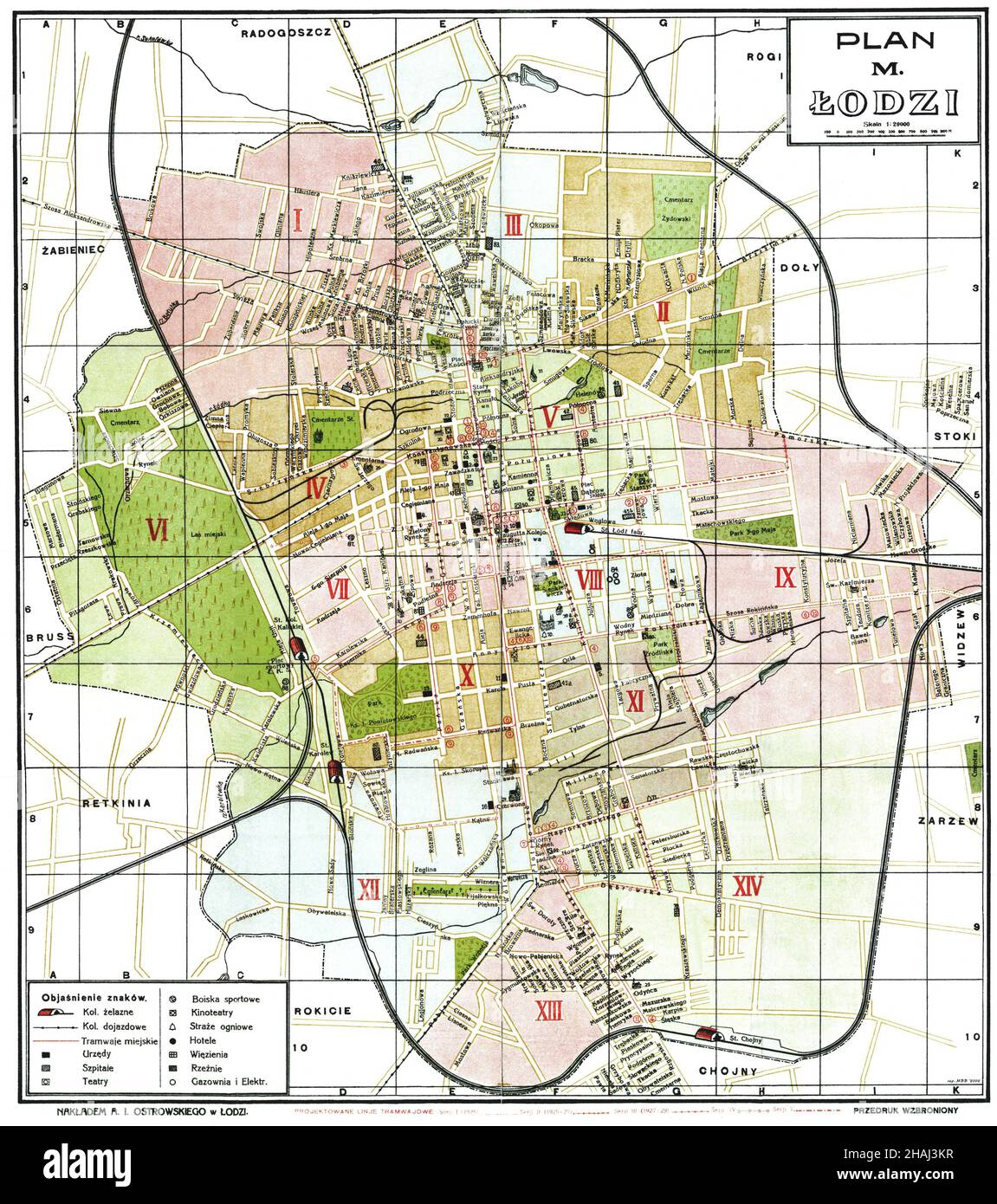 Carte de Lodz, carte de Lodz, Plan de Lodz, impression de Lodz, carte de la ville de Lodz, Lodz City Print, Lodz City Poster, Old Lodz Plan, Łódź Plan, ville de Łódź, Plan de Łódź Banque D'Images