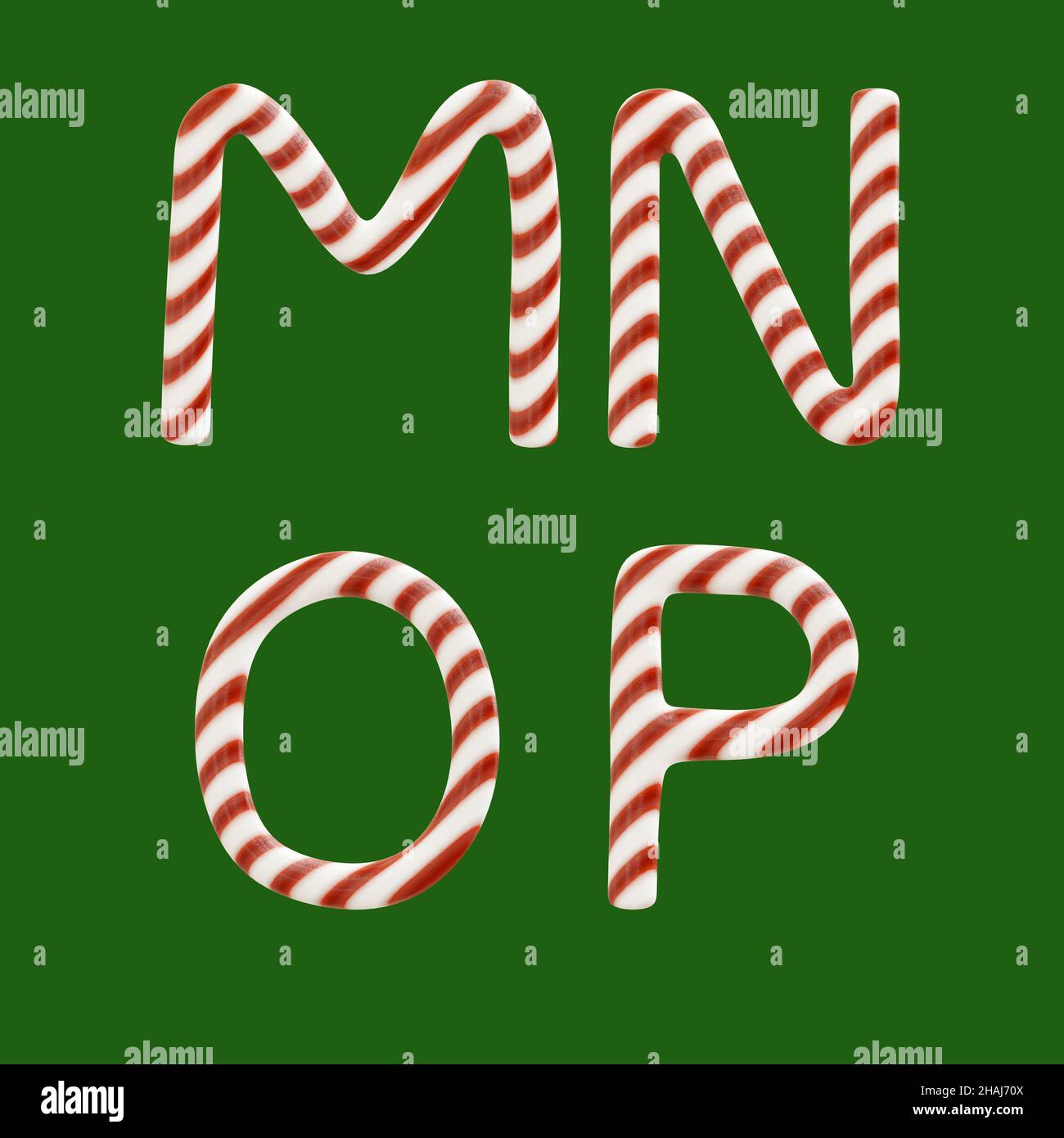 3D rendu de l'alphabet de canne à sucre - lettres M-P. Banque D'Images