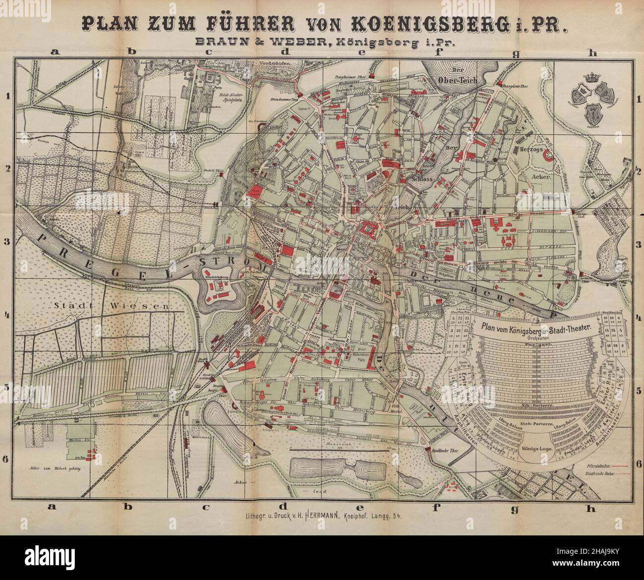 Navigation dans Königsberg : une carte guide historique, carte Königsberg, plan Königsberg, affiche Königsberg, art Königsberg, carte Kaliningrad, carte de Russie, Russie Banque D'Images