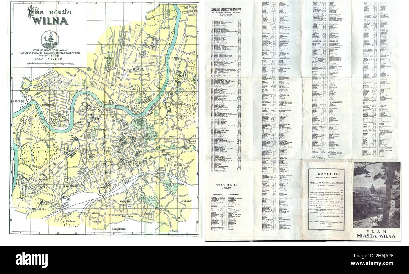 Carte Wilno, carte Vilnius, carte Wilna, carte Old Wilno, carte Retro Vilnius, Vieille ville de Vilnius, Old Wilno, affiche rétro de Vilnius, carte de Lituanie, Wilno Print Banque D'Images