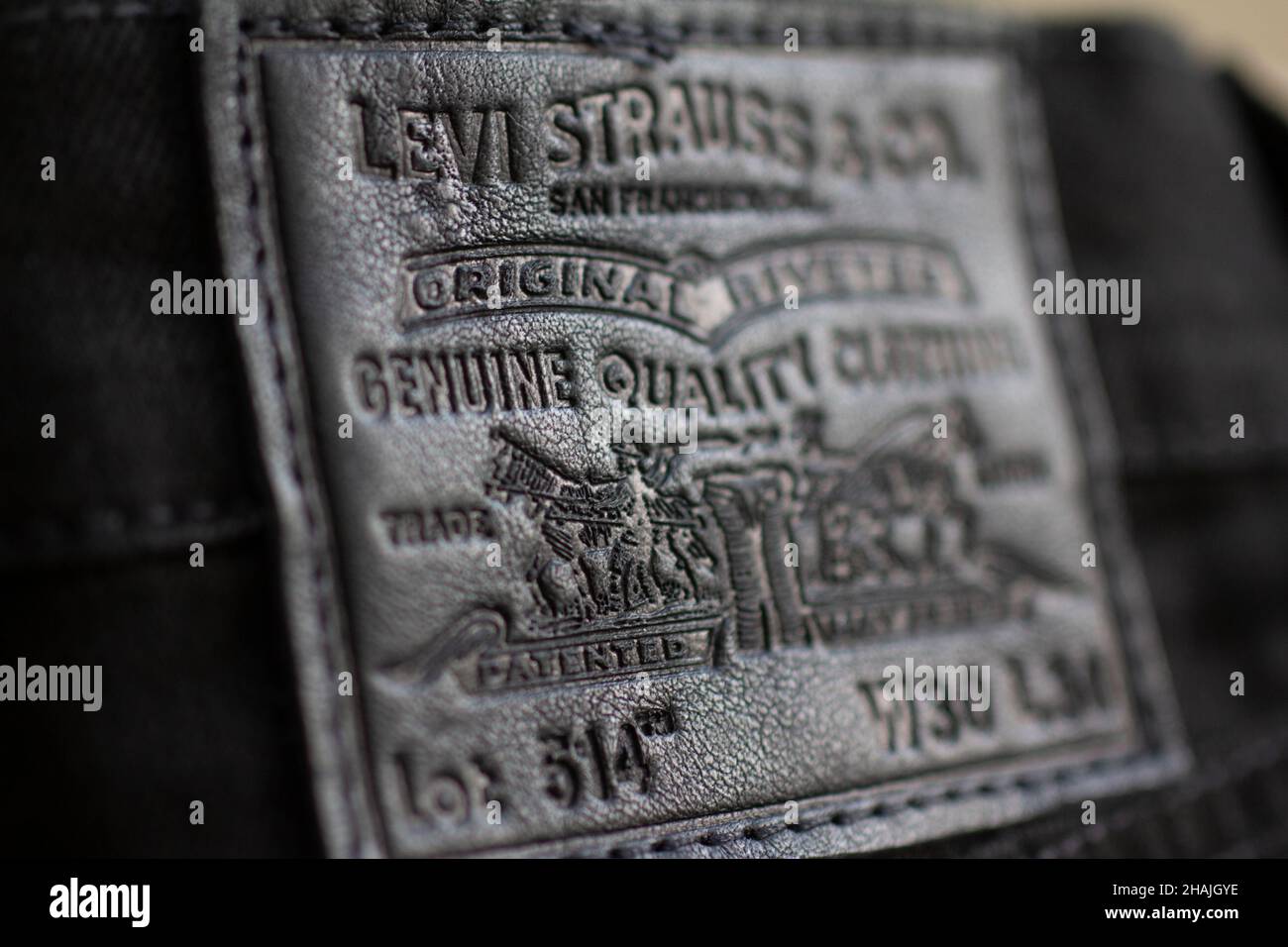 Étiquette de Jean Levi Strauss noire, fabriquée par Levis Photo Stock -  Alamy