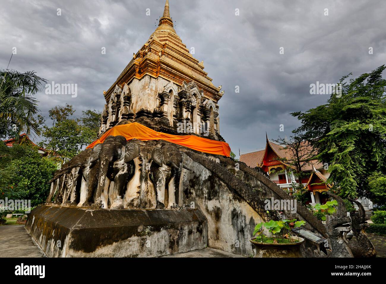 Wat Chiang Man est un temple bouddhiste à l'intérieur de la vieille ville de Chiang Mai, dans le nord de la Thaïlande. Banque D'Images