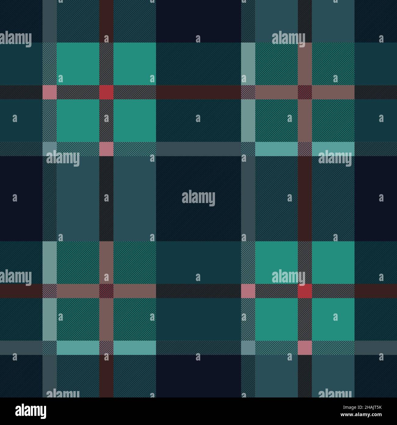 Motif vectoriel sans couture rectangulaire en tant que tartan principalement dans les teintes bleu, turquoise et marron avec des lignes diagonales, texture pour chemise en flanelle, plaid, Illustration de Vecteur
