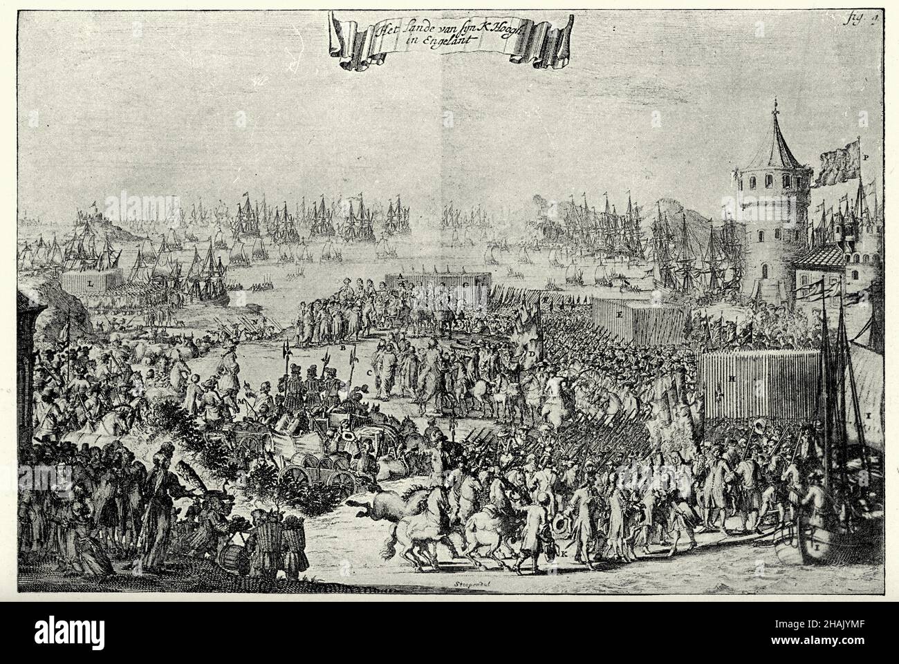 Glorieuse révolution, le débarquement de Guillaume d'Orange, 1688, Godsdienst hersteld d'Engeland, 1689 Banque D'Images