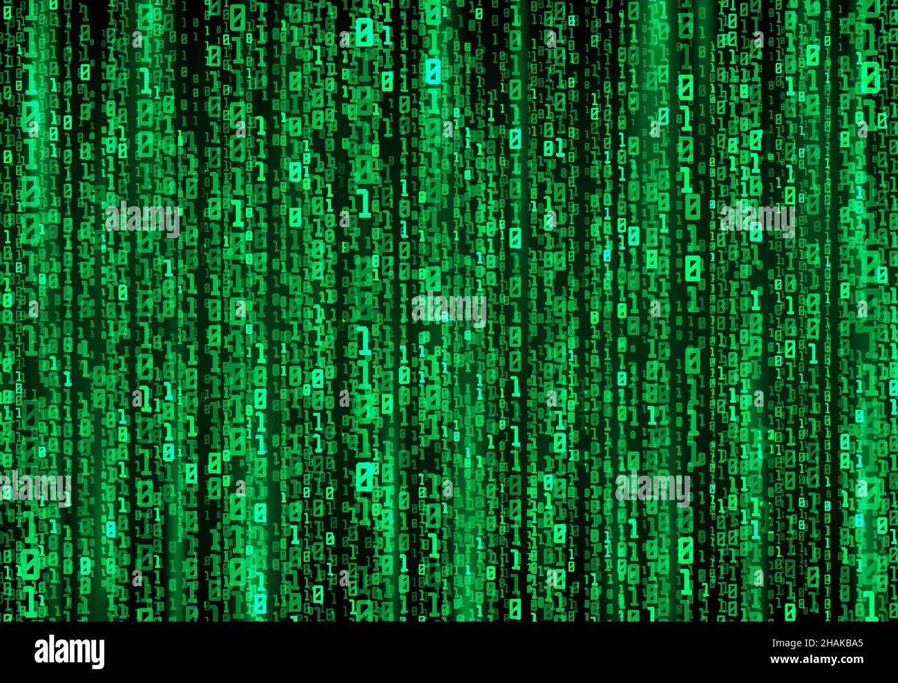 Flux numérique ou données de code binaire sur fond de matrice, chiffres ...