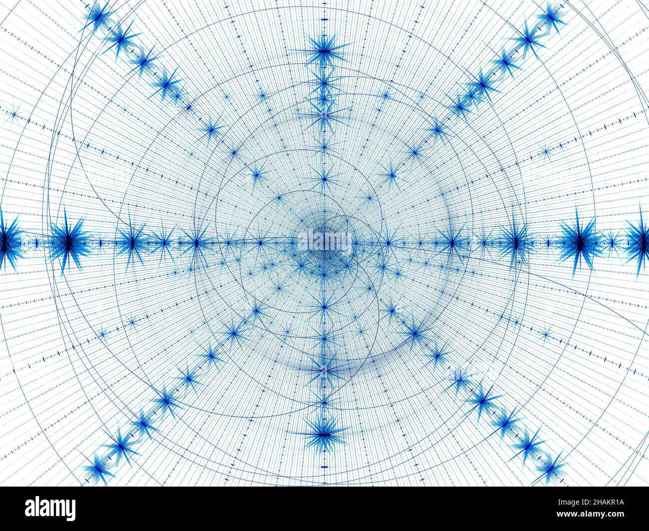 Motif blanc et bleu - rayons et spirale - illustration abstraite Banque D'Images