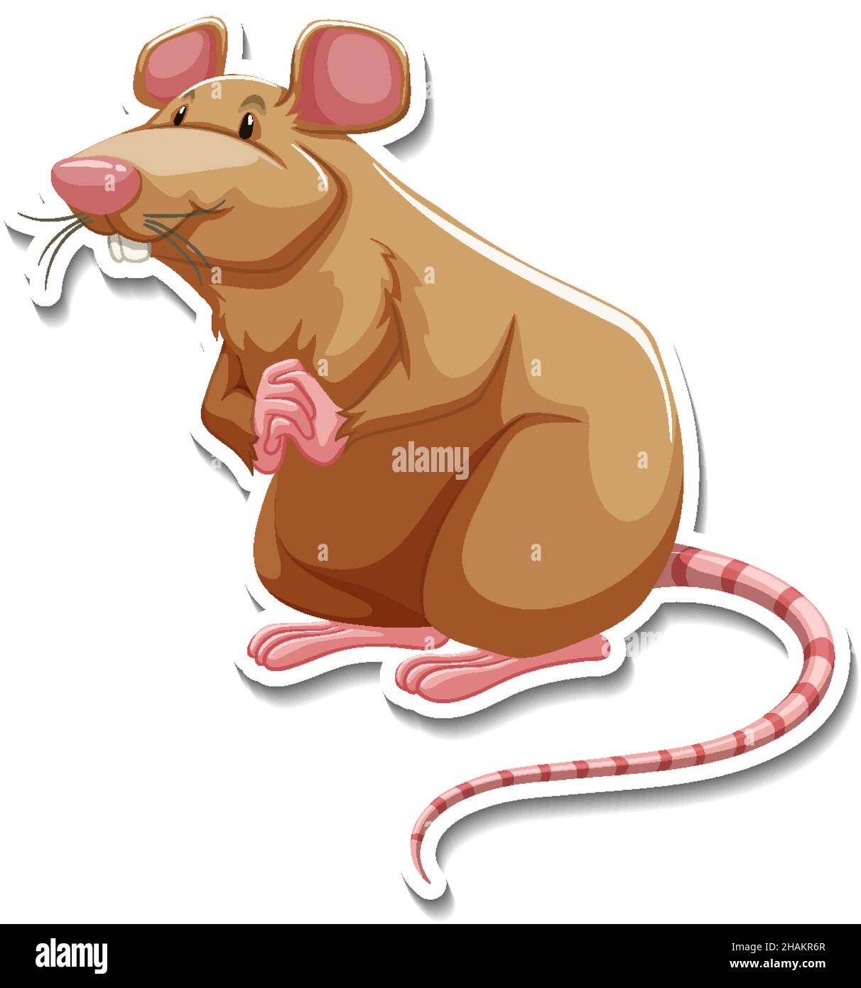 Illustration d'un autocollant de personnage de dessin animé de souris marron Illustration de Vecteur
