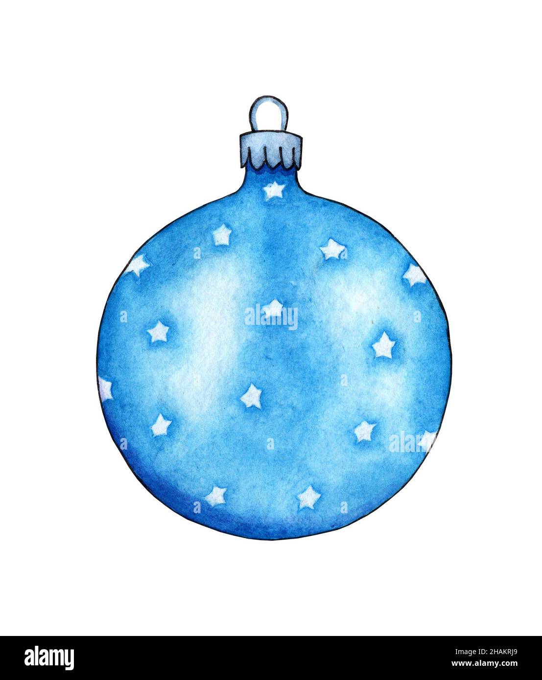 Peinture aquarelle de boule de verre bleue avec étoiles.Boule du nouvel an  pour décorer un arbre de Noël, décor festif pour Noël et nouvel an.Isolé  Photo Stock - Alamy