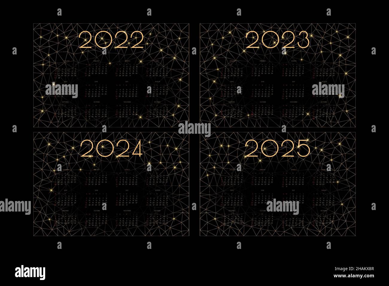 calendrier 2022 2023 2025 2025 avec des triangles en mosaïque poly bas