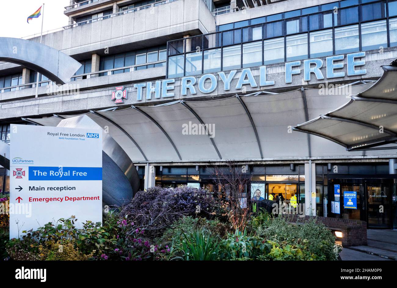 L'entrée de l'hôpital Royal Free à Hampstead, Londres, Royaume-Uni Banque D'Images