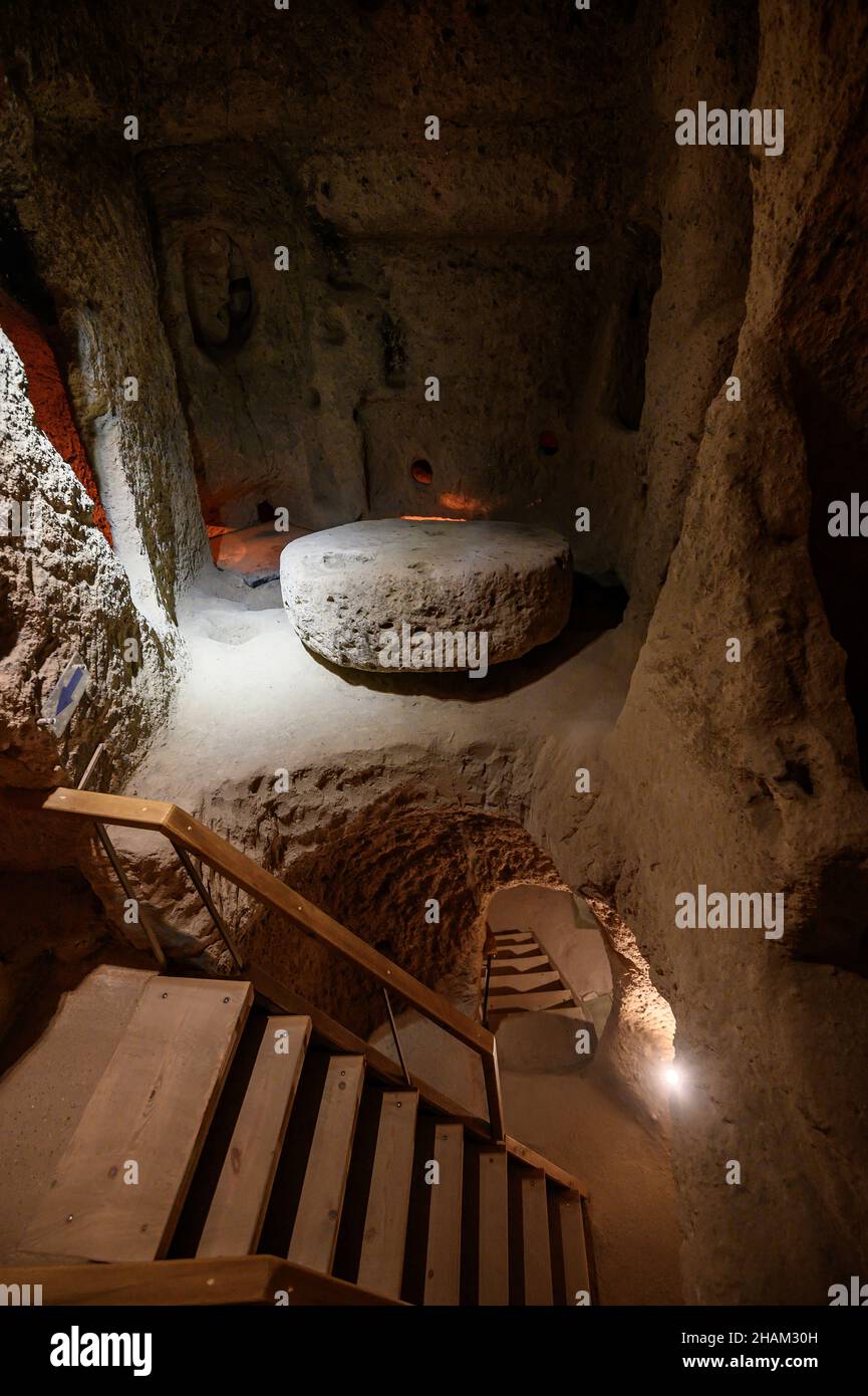 Kaymakli, Turquie.Aantique multi-niveau grotte ville souterraine à Cappadoce, Turquie. Banque D'Images