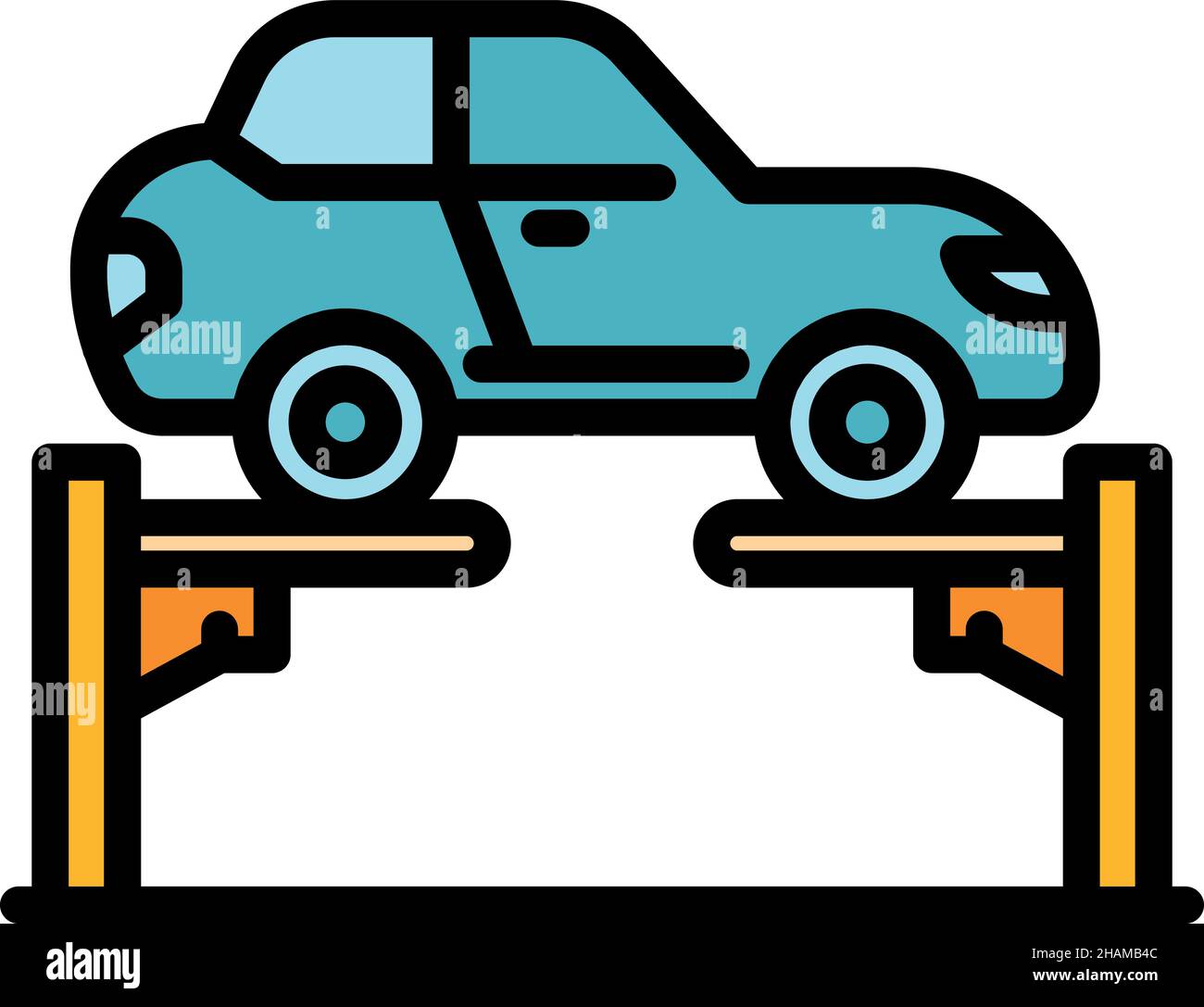 Icône de l'élévateur automatique.Contour auto ascenseur vecteur icône couleur isolé à plat Illustration de Vecteur