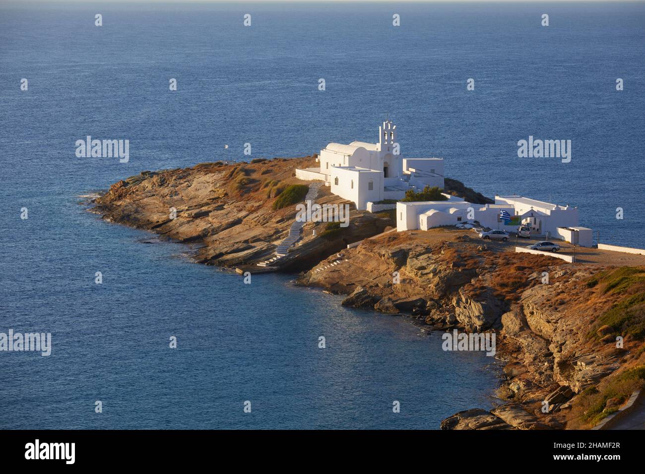 Monastère de Chrisopigi à Sifnos, Cyclades, Grèce Banque D'Images