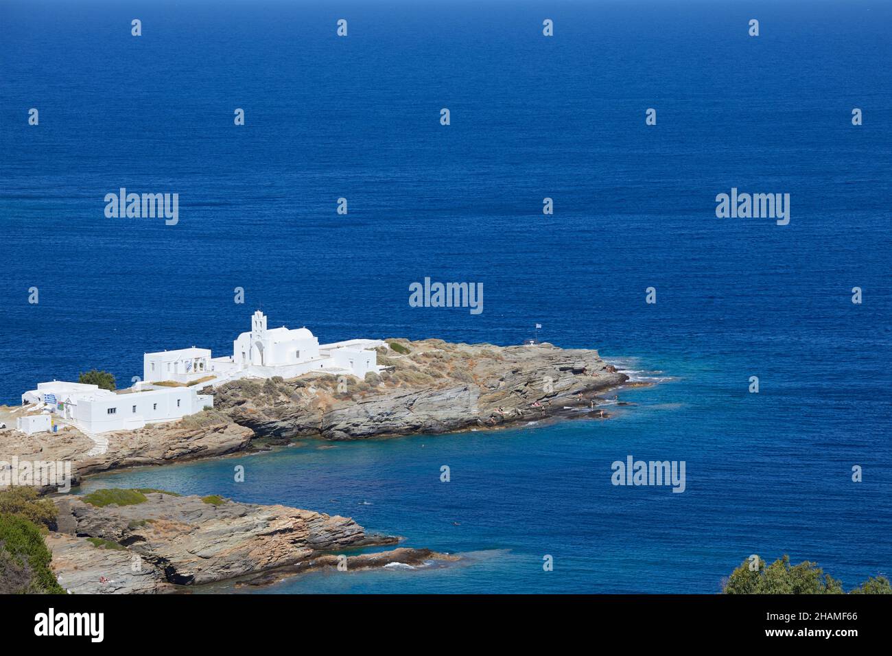 Monastère de Chrisopigi à Sifnos, Cyclades, Grèce Banque D'Images