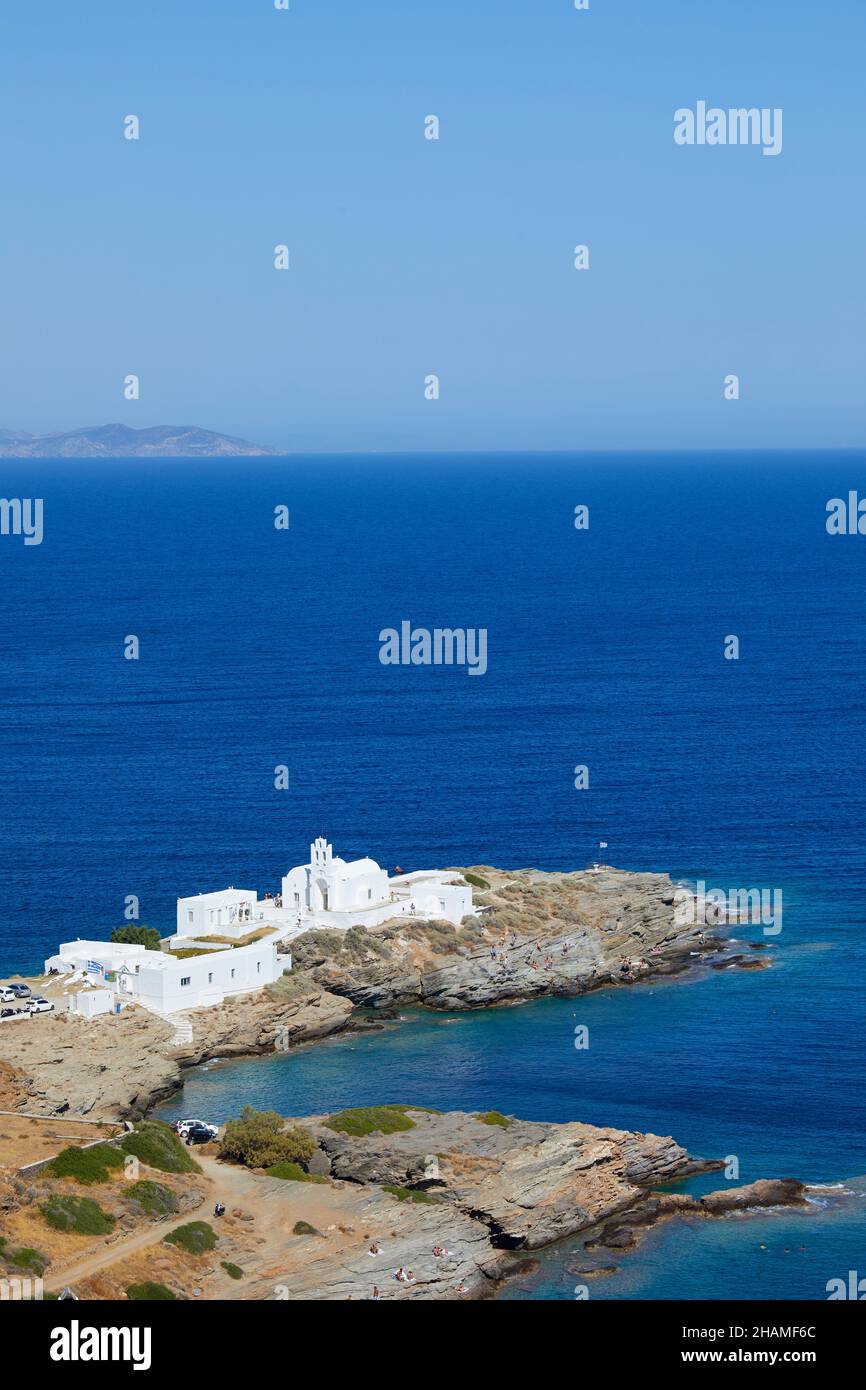 Monastère de Chrisopigi à Sifnos, Cyclades, Grèce Banque D'Images