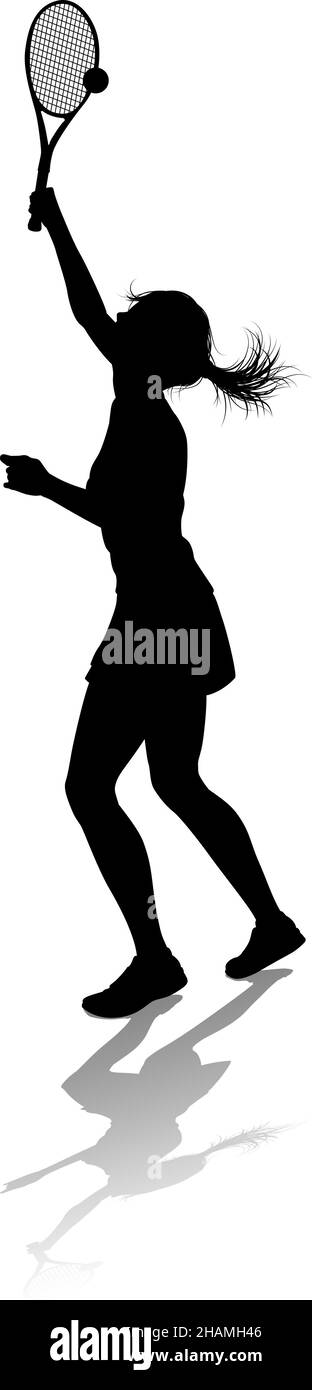 Tennis Silhouette Sport Player Femme Illustration de Vecteur