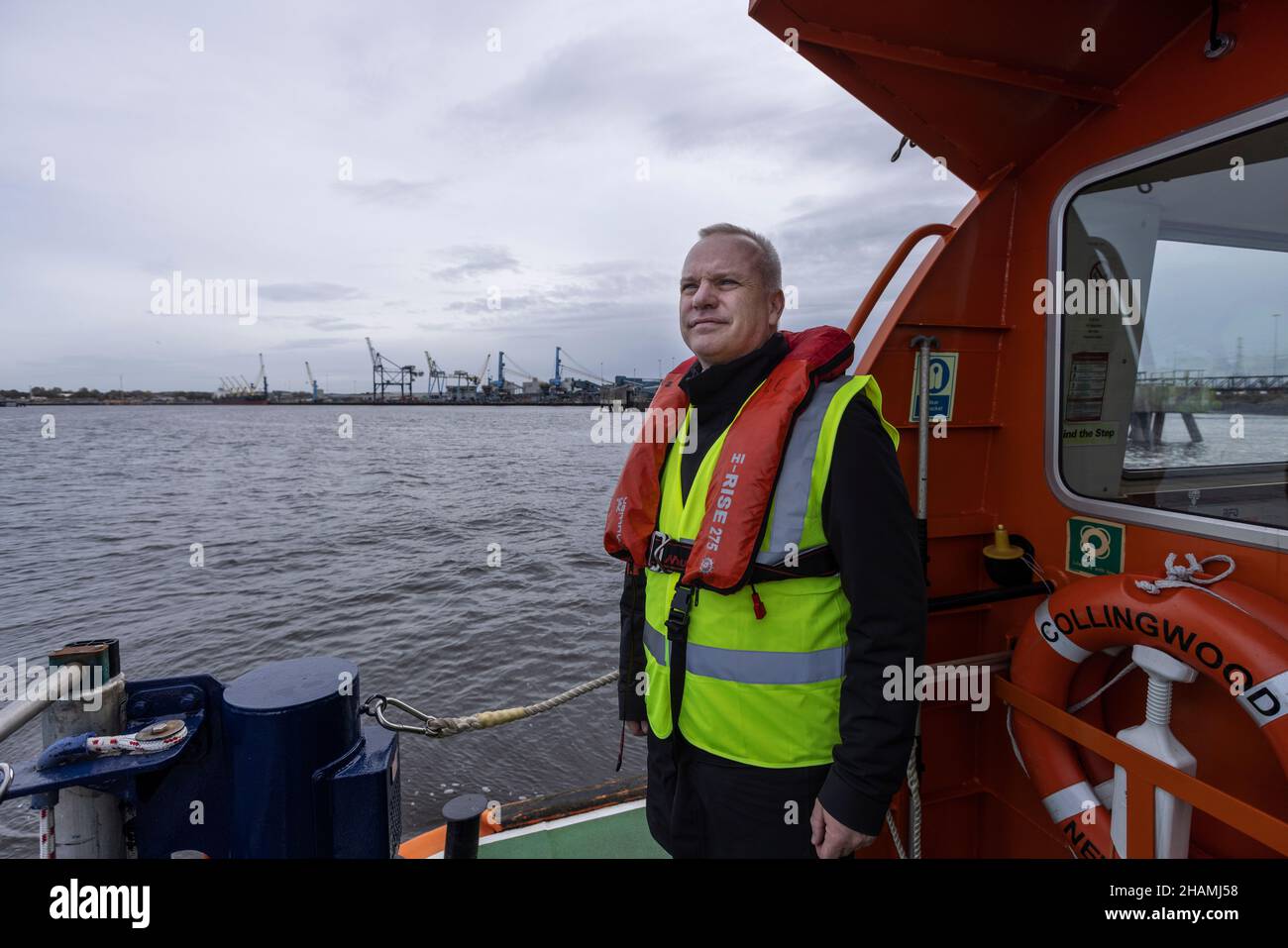 Le PDG Anders Opedal, le plus grand fournisseur d'énergie de Norvège, visite la région du port de Tyne et devient la base du plus grand parc éolien offshore au monde, le Royaume-Uni Banque D'Images