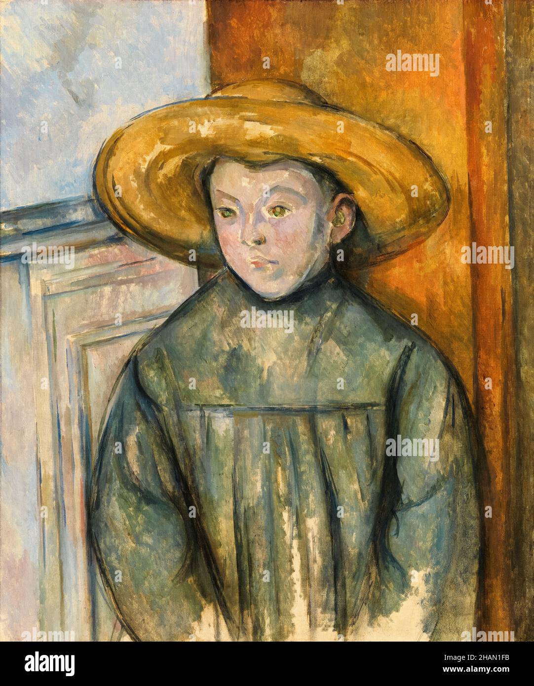 Paul Cezanne, garçon avec un chapeau de paille, portrait, 1896 Banque D'Images