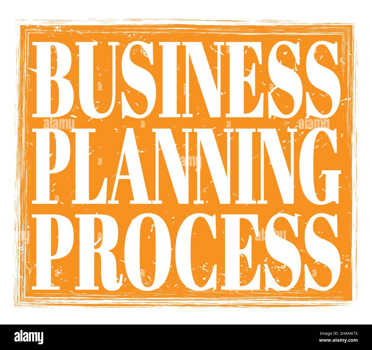 PROCESSUS DE PLANIFICATION DES ACTIVITÉS, écrit sur l'affiche orange en forme de timbre grungy Banque D'Images