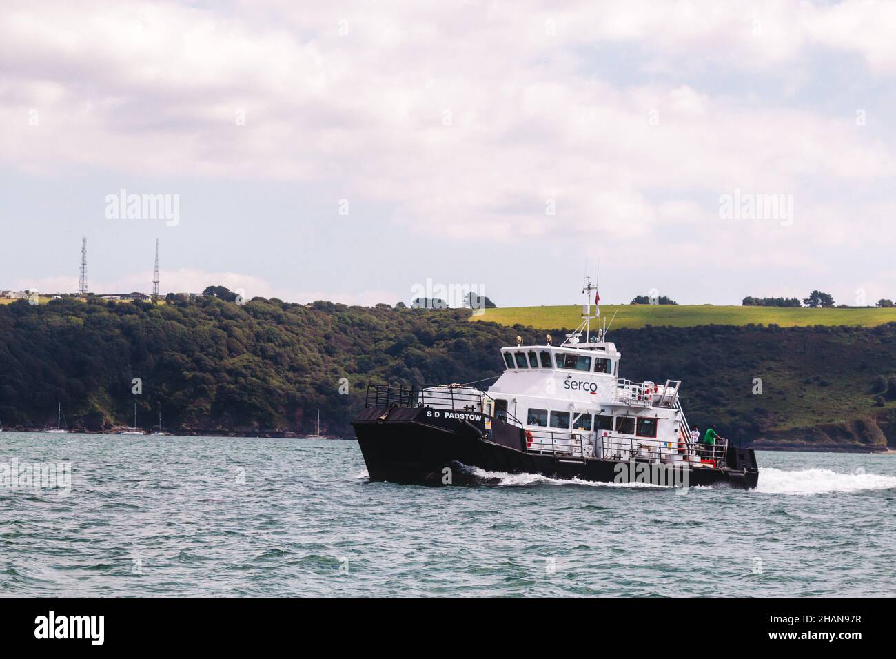 SD Padstow un navire appartenant à Serco Marine Services est utilisé comme navire de soutien FOST à Plymouth Sound, au Royaume-Uni. Banque D'Images