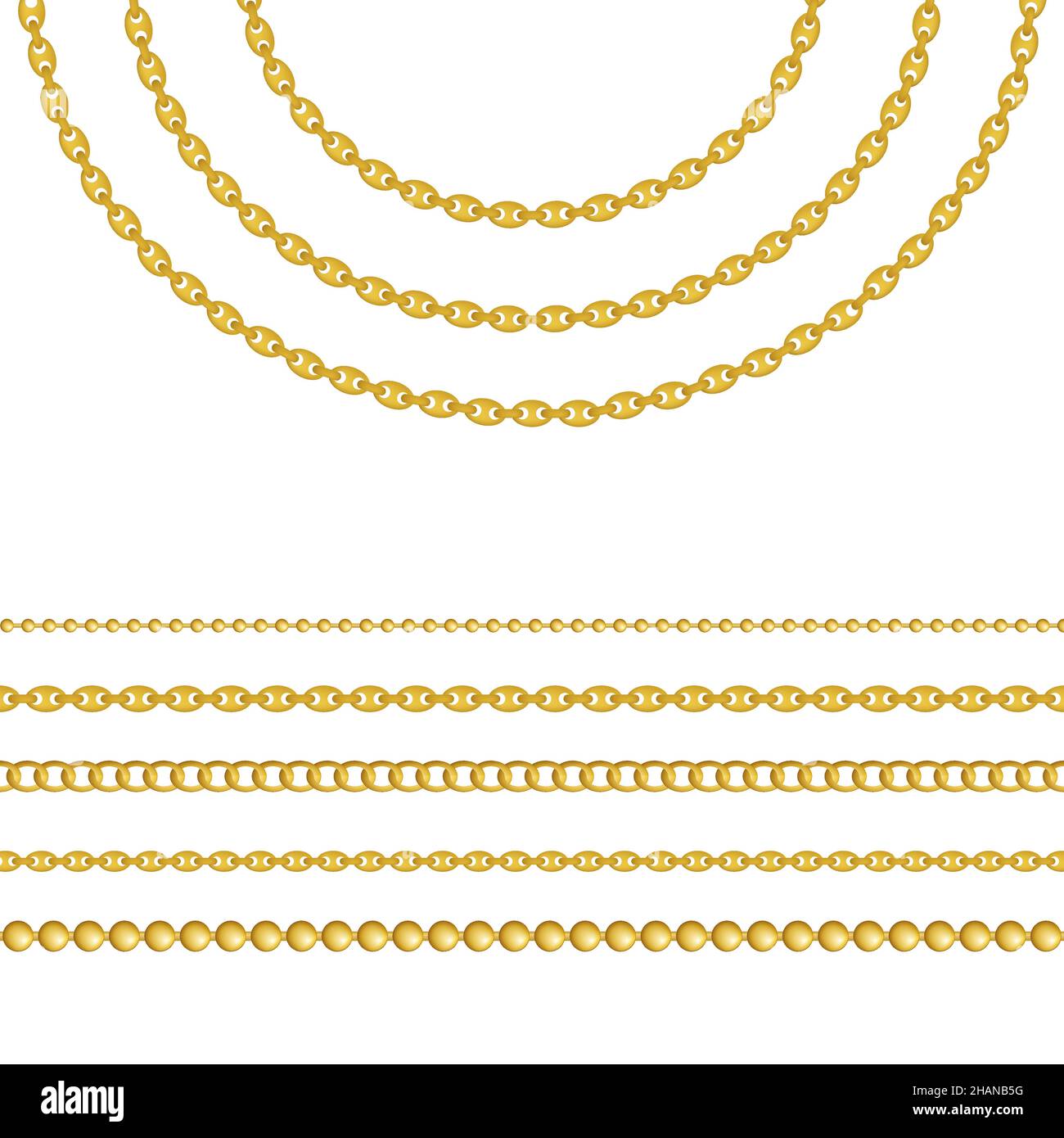 Chaîne d'or, isolée sur fond blanc.Illustration vectorielle. Illustration de Vecteur