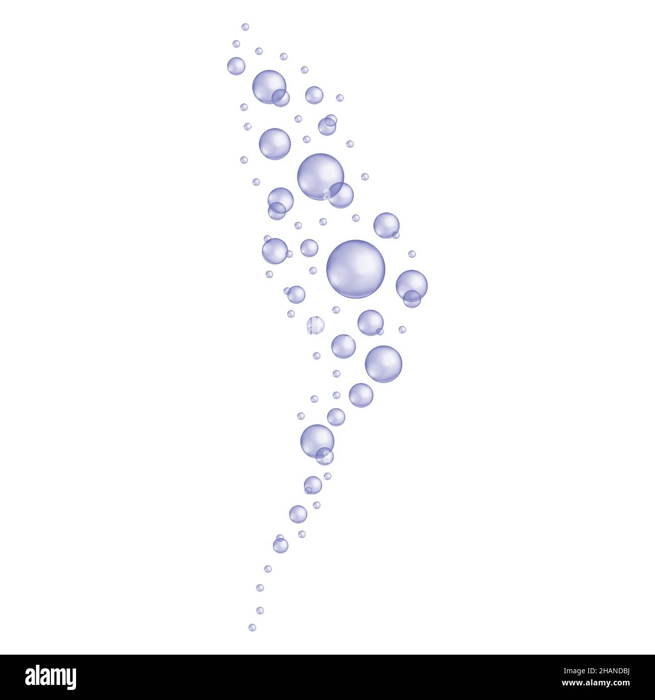 Flux de bulles d'oxygène sous-marines violettes.Savon ou mousse nettoyante, bain sud, effet boisson gazeuse.Très tendance couleur peri.Illustration vectorielle réaliste. Illustration de Vecteur