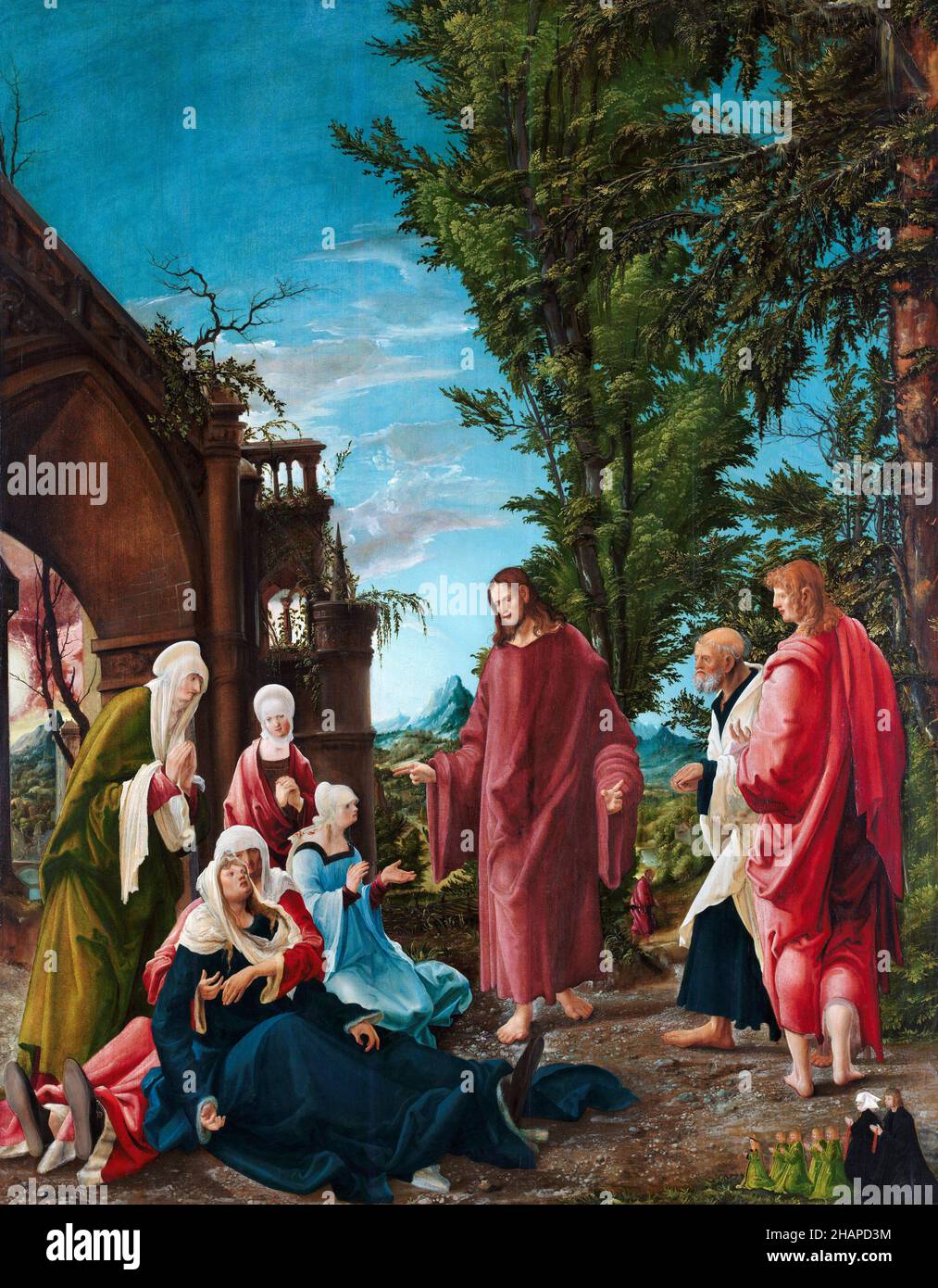 Christ prenant congé de sa mère par l'artiste allemand de la Renaissance, Albrecht Altdorfer (c.1480-1538), huile sur chaux, c.1520 Banque D'Images
