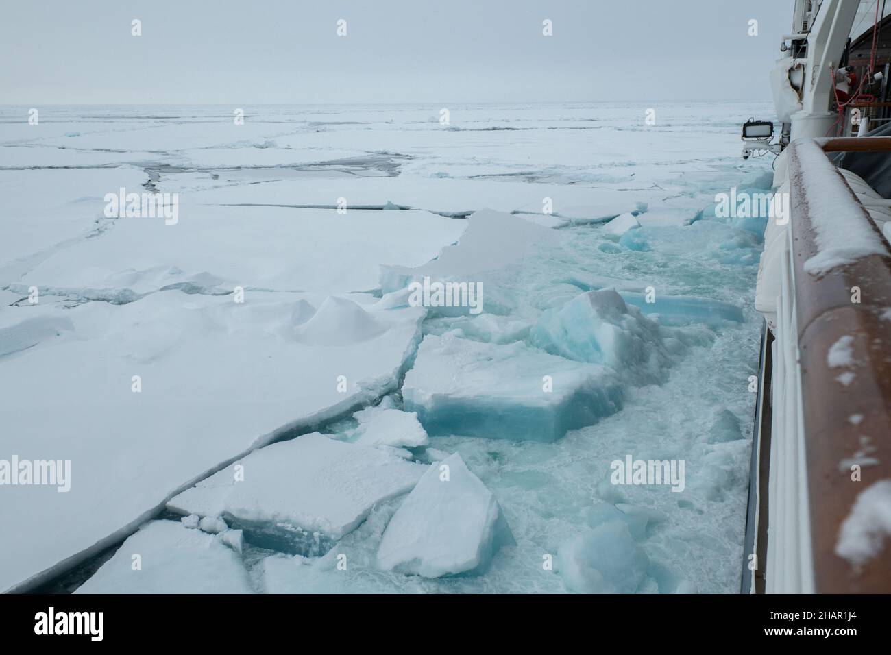 Norvège arctique, 89 degrés au nord.Le commandant Charcot sur le chemin du pôle Nord. Banque D'Images