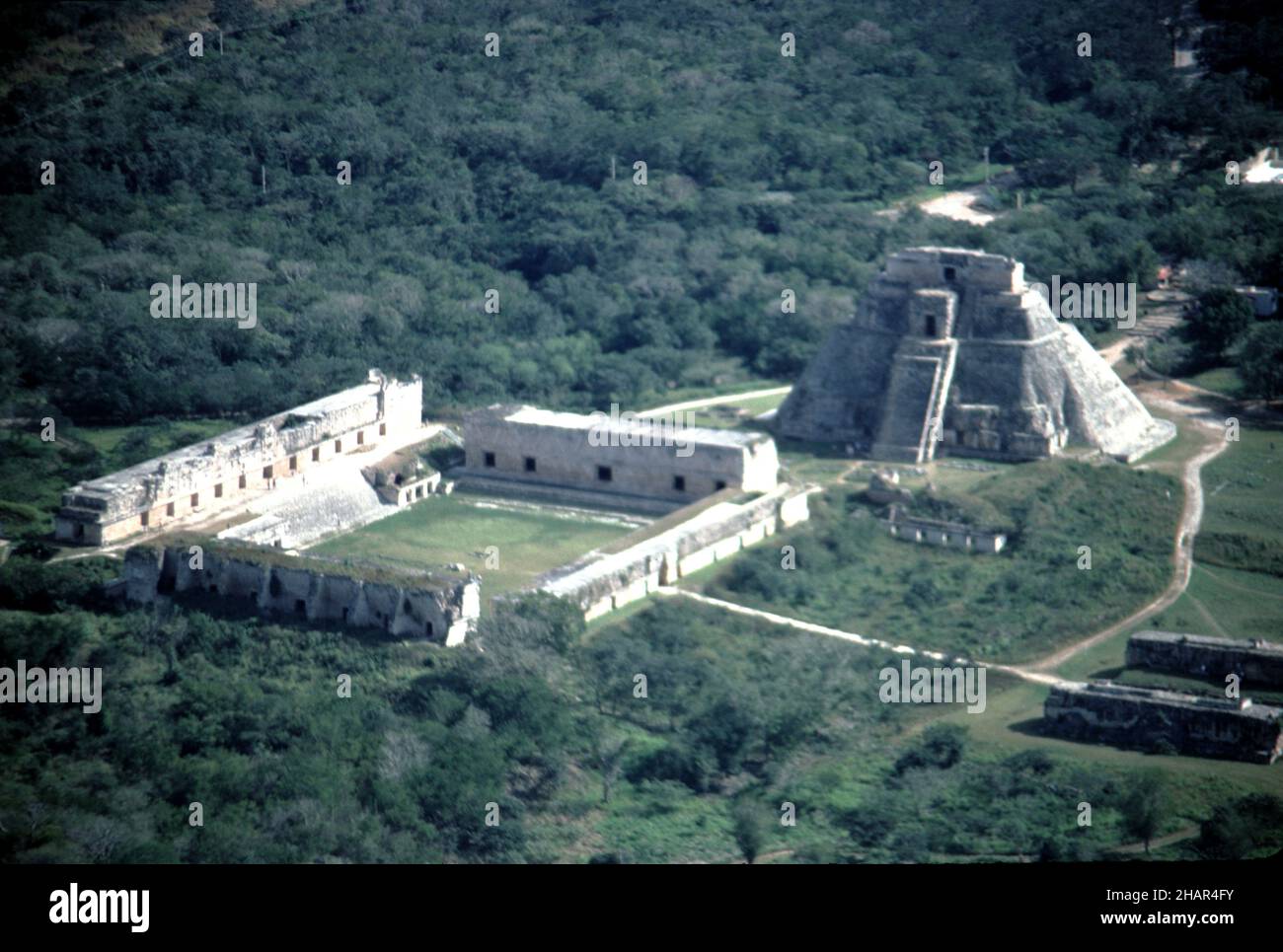 Uxmal Yucatan Mexique.12/27/1985.Image aérienne des ruines d'Uxmal Banque D'Images