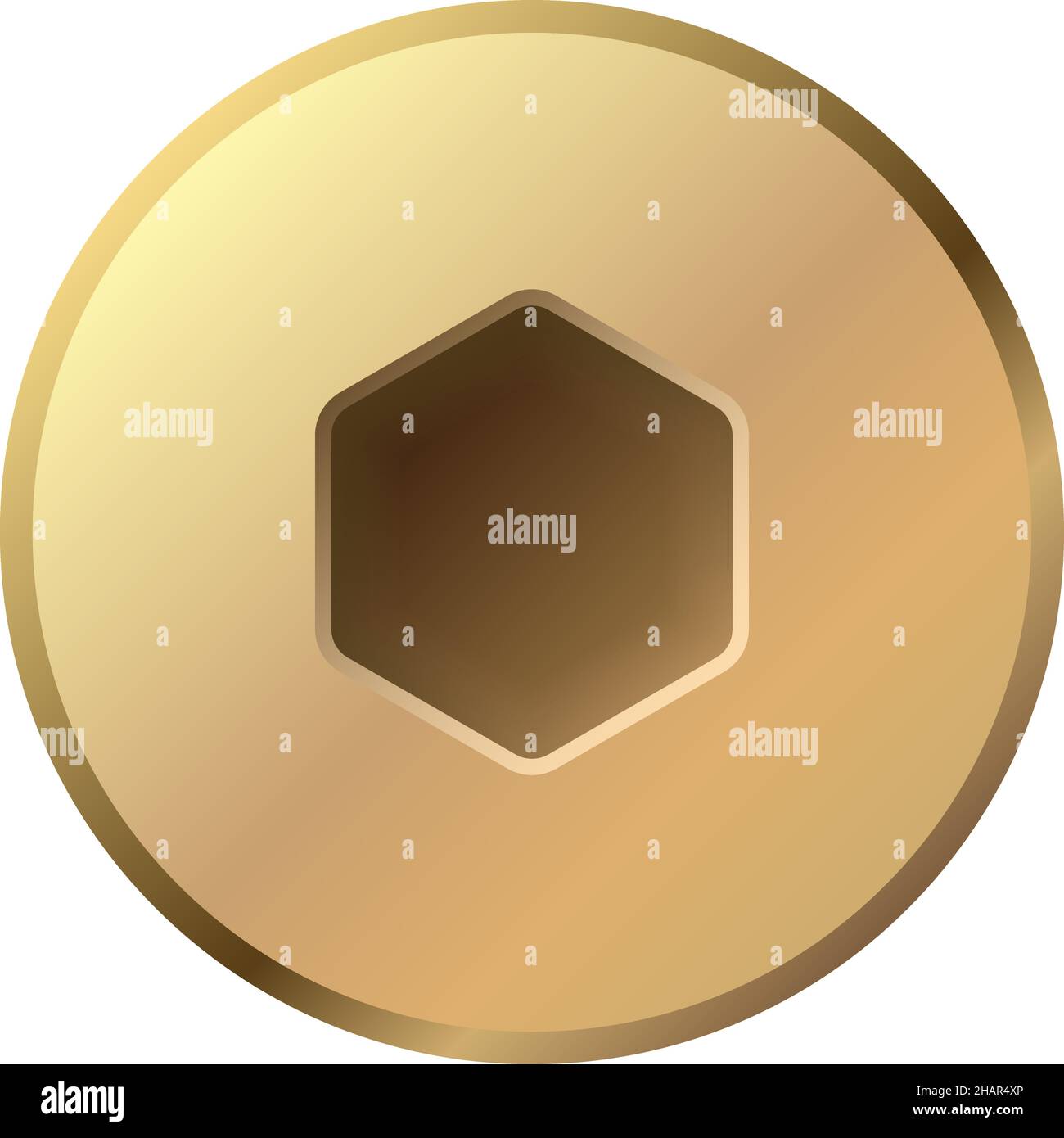 Boulonner le haut.Tête Allen avec six pans creux.Fixation dorée Illustration de Vecteur